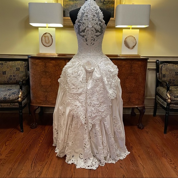 MORI LEE BALL GOWN SATIN WEDDING DRESS SIZE 6 - Picture 5 of 14